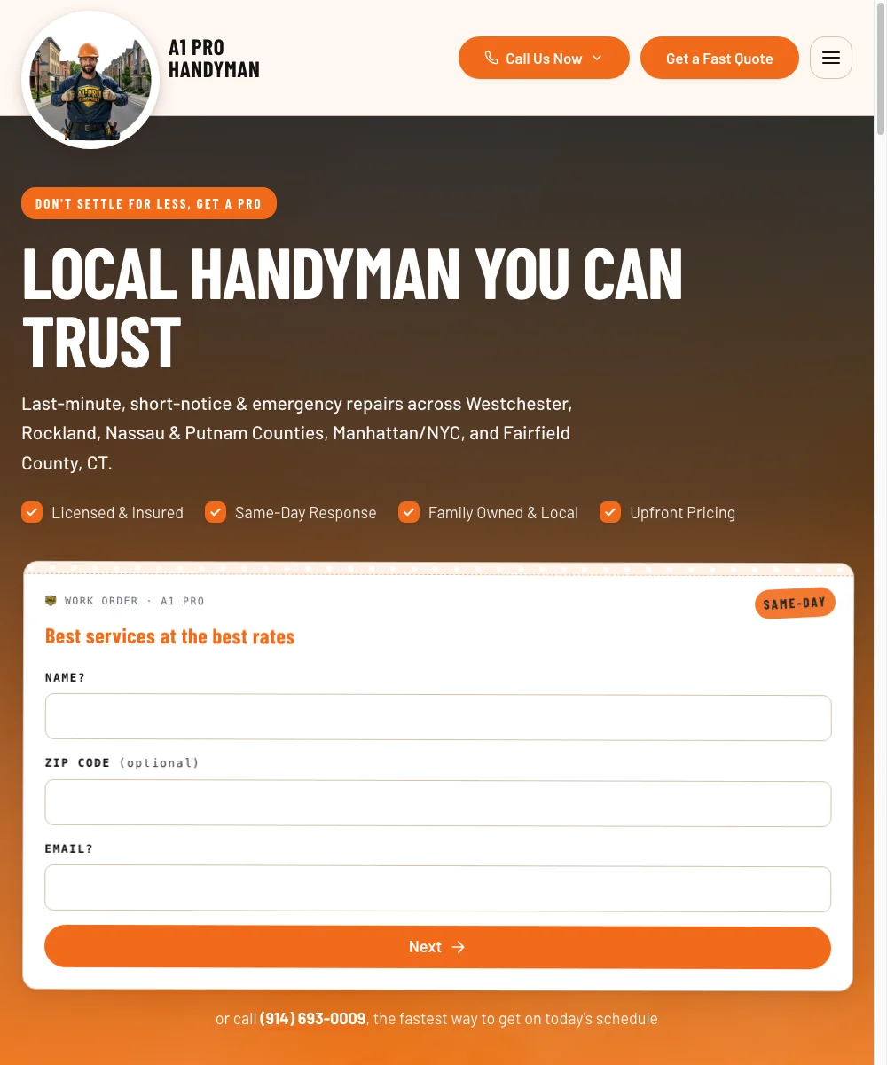 The A1 Pro Handyman home page