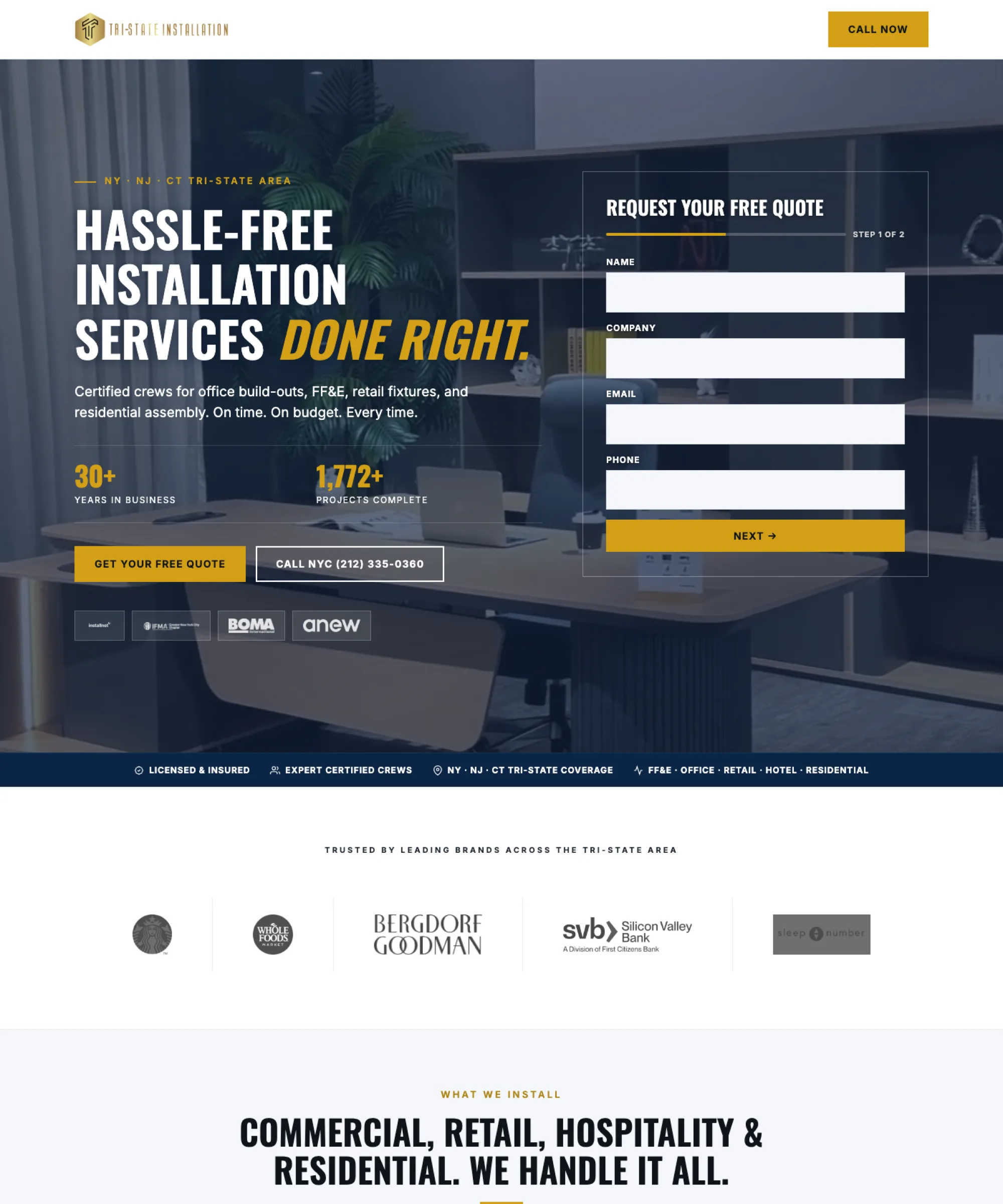 The Tri-State Installation contact page